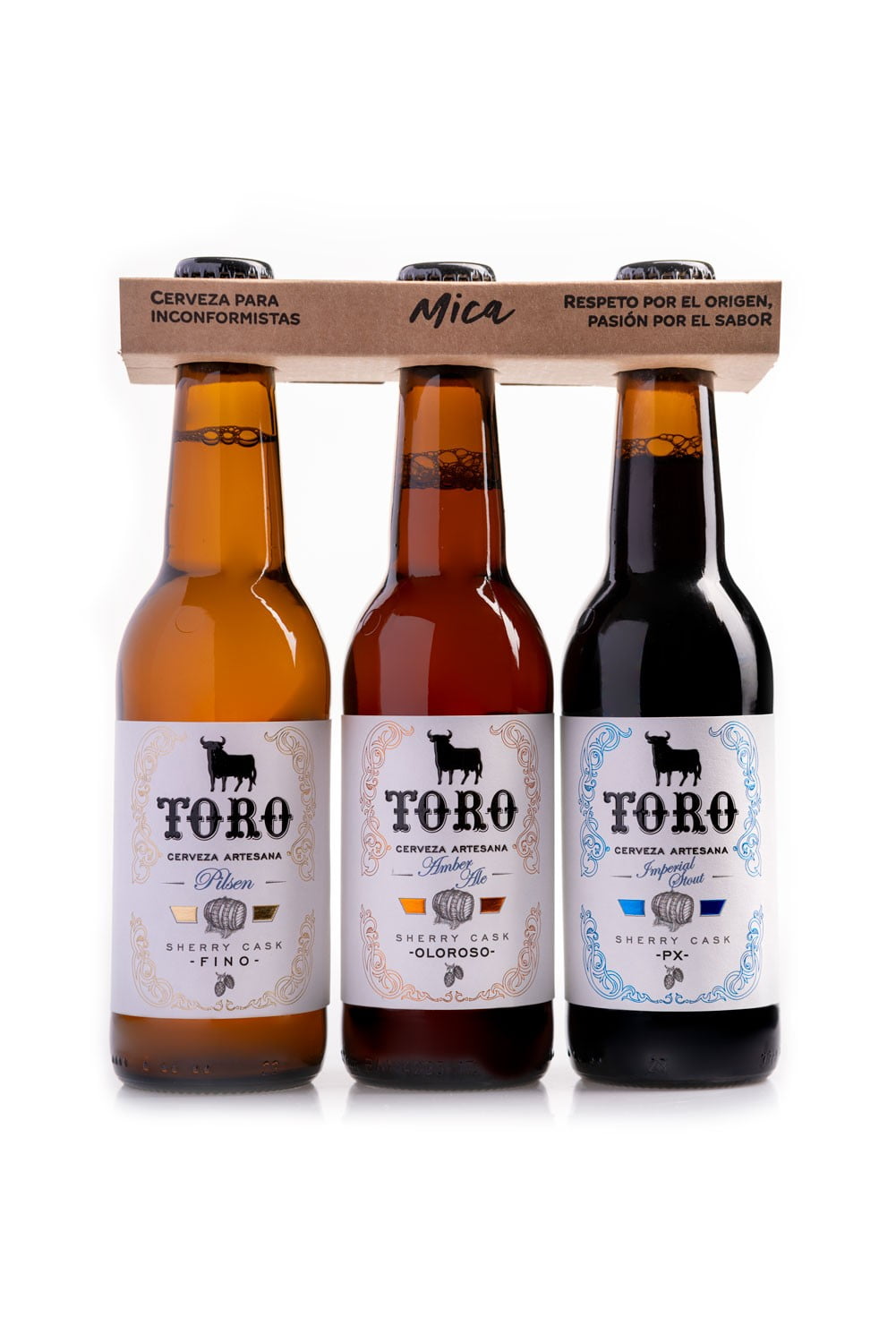 3pack degustación Cerveza TORO. Cervezas maceradas en barricas de Jerez